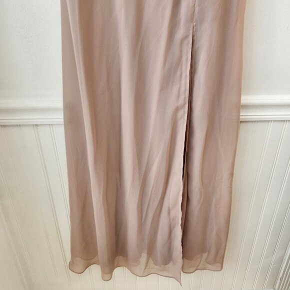 Birdy Grey Spence Bridesmaids Dress Taupe Full Length Chiffon Convertible M - Picture 7 of 13